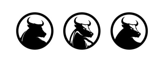 Bull and buffalo head cow logo design vector