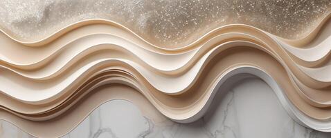 Elegant Creamy Fluid Gradient Waves Abstract Art for Luxury Background with Textured Sparkles Soft Color Palette and Marble Effect photo