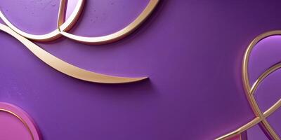 a purple wall with a gold and pink design on it. photo