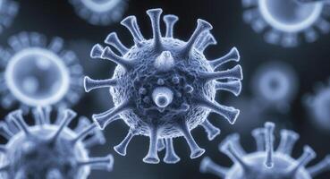 Microscopic View of Virus Cell Structure with Lighting. photo