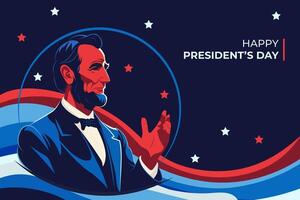 Illustration of a lower third design featuring Abraham Lincoln in a side-profile oratorical pose for President's Day. vector