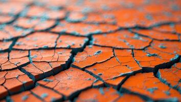 Abstract cracked texture on orange surface. photo