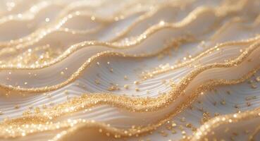 Golden Abstract Background With Sparkling Particles and Gentle Waves in Soft Light photo