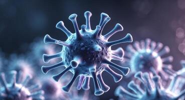 Microscopic View of Virus Cell Structure with Lighting photo
