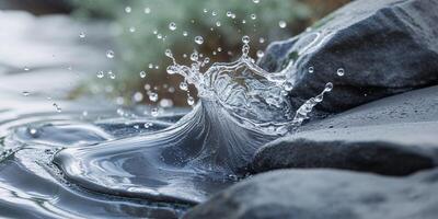 Water Stream Splashing and Creating Abstract Shapes photo