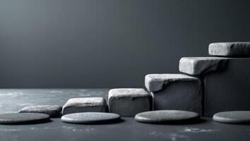Business Pathway Success Journey Concept with Stepping Stones Representing Progress and Growth on a Dark Surface photo