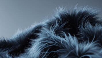 Abstract texture of black and blue faux fur fabric. photo