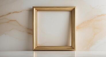 gold frame on simple white marble background photo