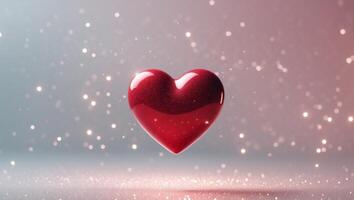 Red Valentine heart sparkling background with copy space. photo