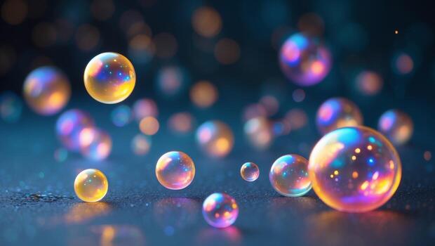 vistoso brillante burbujas en oscuro antecedentes. foto
