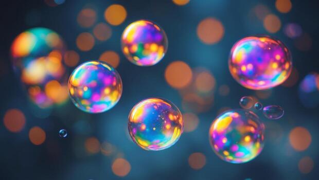 vistoso brillante burbujas en oscuro antecedentes foto