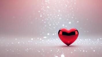 Red Valentine heart sparkling background with copy space photo