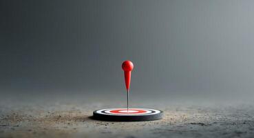 Red pin in the center of circular target on textured surface photo