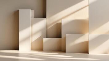 Overlapping rectangles create warm tones and soft shadows on a matte surface. photo