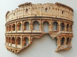A detailed 3D representation of the Colosseum, showcasing its architectural features. photo