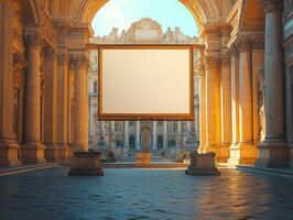 An empty frame in a grand architectural setting, inviting creativity and imagination. photo