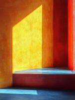 A vibrant interplay of color and light in an architectural interior space. photo