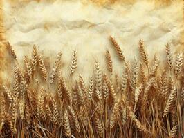A textured background featuring golden wheat stalks against a faded paper-like backdrop. photo