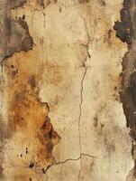 A textured wall with cracks and discoloration, showcasing weathered surfaces. photo