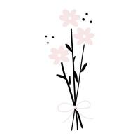 Abstract Three Flowers In A Bunch Tied With A Bow Ribbon vector