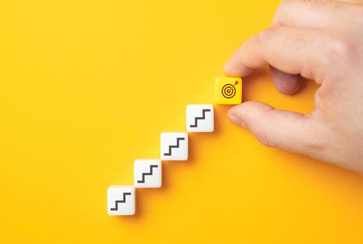 Steps leading to the goal. Emphasizing persistence, direction, and focus, this approach ensures that progress. Strategic steps, each carefully planned and executed. photo