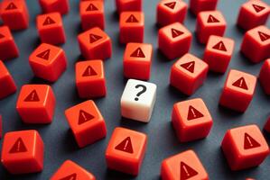 A question mark among the restrictions. The only correct one. Solve the problem. Solve the problem, fix the error. A way to fix everything. Prohibitions and refusals. Unravel photo