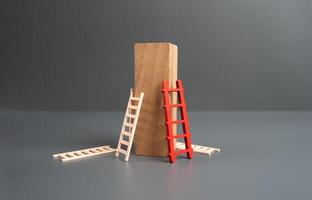 Attempts and ways to climb to the top of success. The concept of trying, failing and experimenting until you find the best way to achieve your goal. Advertising, marketing and targeting. photo