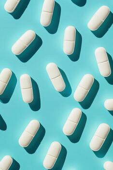 patrones de blanco cápsulas en un azul antecedentes creando un moderno diseño foto