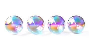 Four Iridescent Spheres on White Background photo
