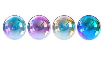 Four iridescent spheres on a white background photo