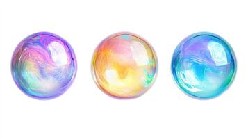 Three Spheres with Swirling, Multicolored Liquid Inside photo