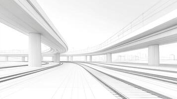 Wireframe View of an Overpass with Train Tracks photo