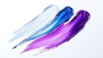 Abstract Swirls of Blue and Purple Paint on White Background photo