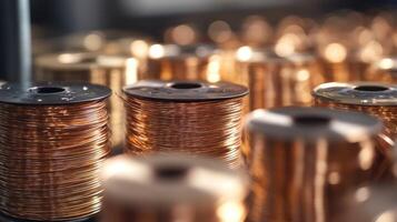 Close-up of Spools of Copper Wire photo