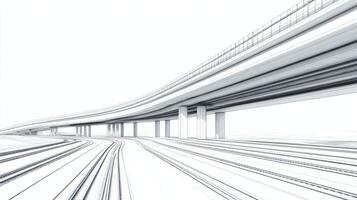 Sketch of a Curved Train Overpass with Tracks photo