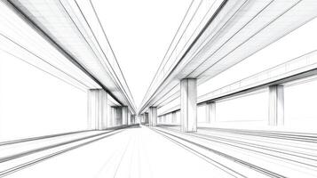 Sketch of an Overpass Bridge with Parallel Support Beams photo