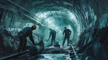 Construction Workers in a Tunnel photo