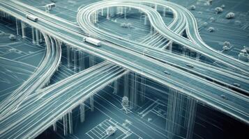 An Abstract Wireframe Representation of an Elevated Highway Interchange photo