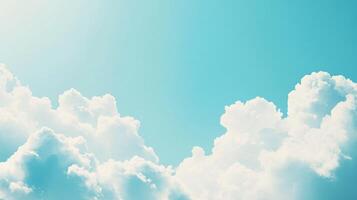 White Fluffy Clouds Against a Light Blue Sky photo