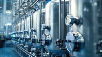 Row of Industrial Tanks with Gauges and Piping photo