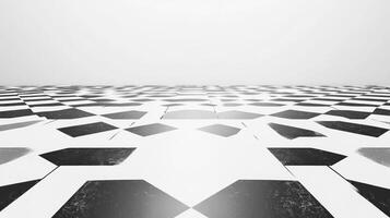 Distorted Checkered Floor in White Room photo