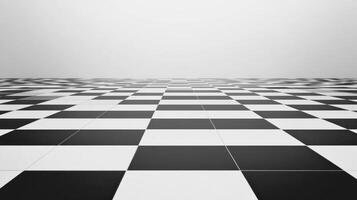 Black and White Checkerboard Floor with Perspective photo