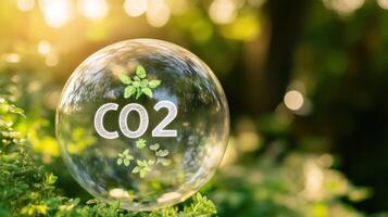 CO2 Enclosed in a Bubble Surrounded by Green Foliage photo