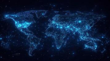 A World Map Depicting a Network of Interconnected Cities photo