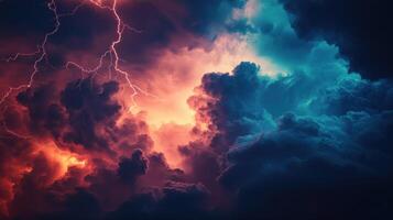 Lightning Striking Through a Dramatic Sky photo
