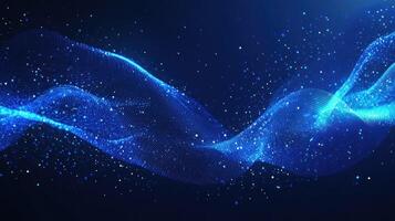 Abstract Blue Wave with Glowing Particles photo