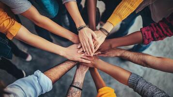 A Group of People Putting Their Hands Together in Unity photo