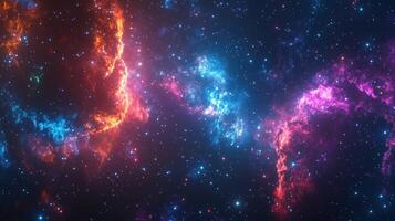 Cosmic Nebula with Vibrant Red, Blue, and Purple Colors photo