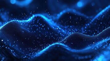 Abstract Blue Digital Wave with Glowing Particles photo