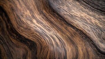 Close-up of Dark Brown Wood Grain with Curved Pattern photo